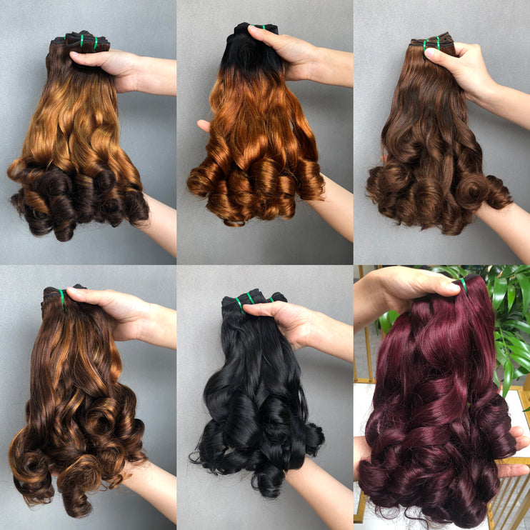 Hot Selling Double Drawn Hair Bouncy Wave Natural Color