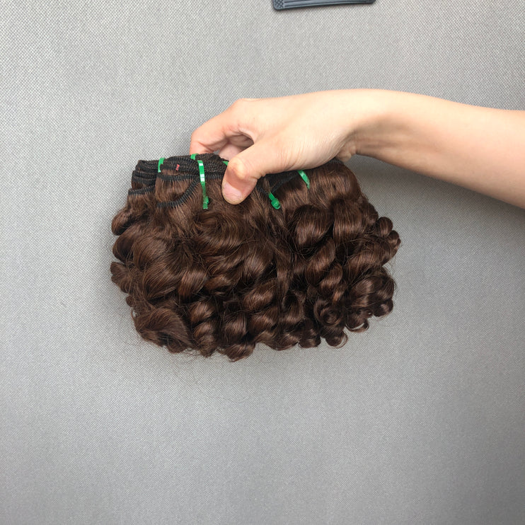 Double Drawn Short Curly Spring Curl Hair Bundels 8inch