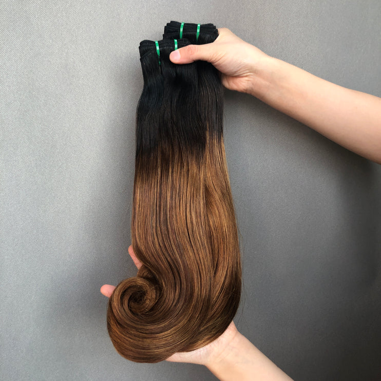 Vietnam Hair Double Drawn Hair Curve Straight Color 1b/30