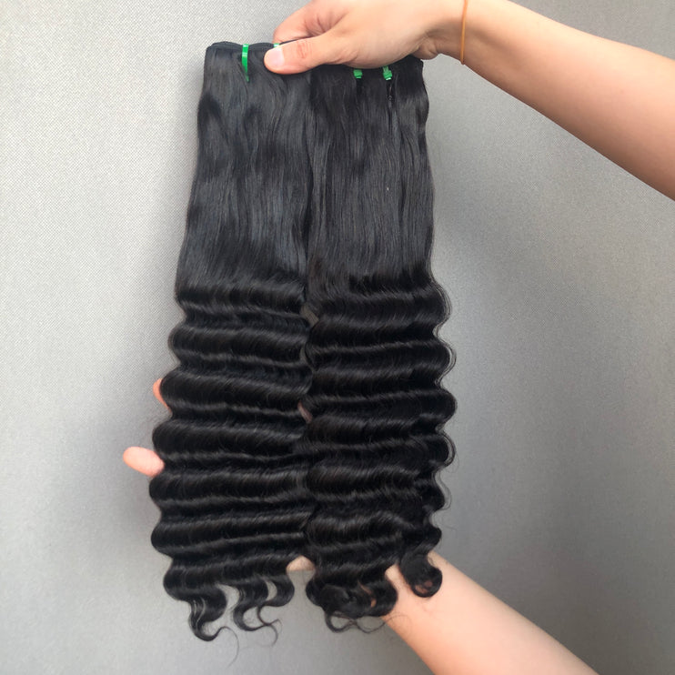 Good Quality Double Drawn Hair Half Deep Wave Natural Color