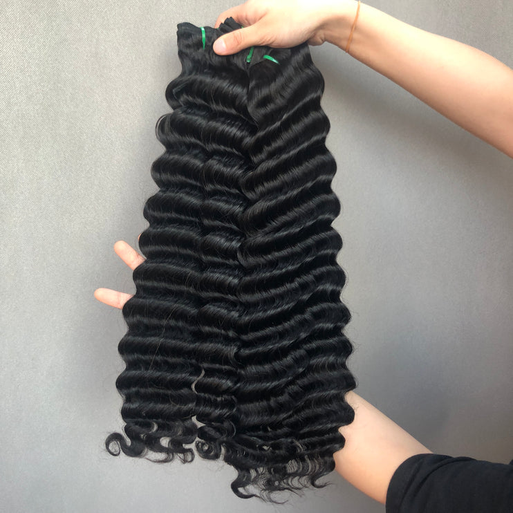 Hot Selling Double Drawn Hair Bundles Peruvian Deep Wave