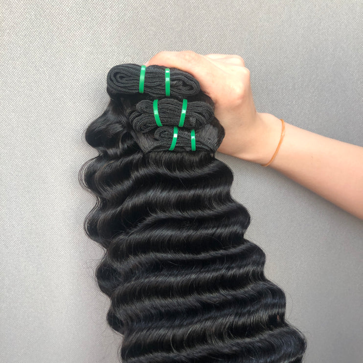 Hot Selling Double Drawn Hair Bundles Peruvian Deep Wave