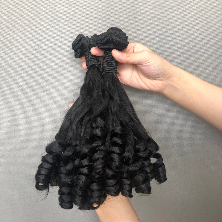 Unique Hair Style Super Double Drawn Spring Curl Virgin Hair Bundles