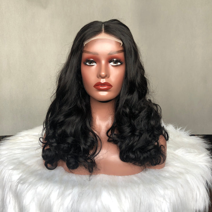 Super Double Drawn 4x4 Lace Closure Wig Bouncy Wave