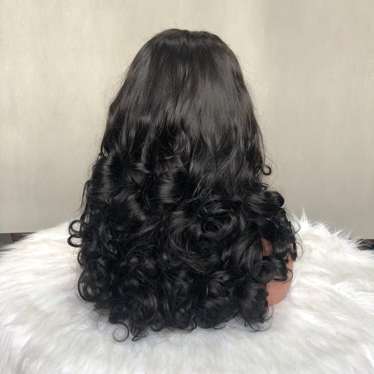 Super Double Drawn 4x4 Lace Closure Wig Bouncy Wave