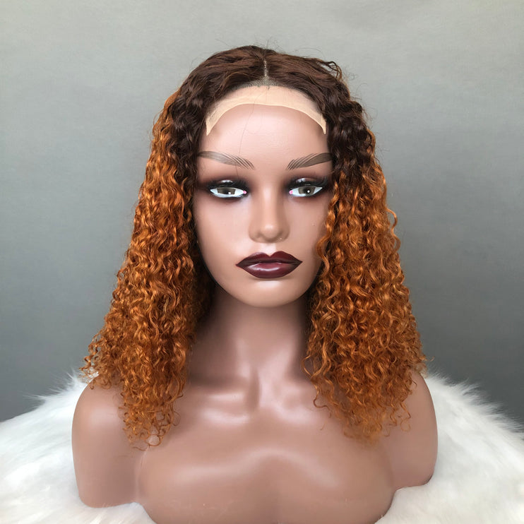 Virgin Hair 4x4 Lace Closure Wig Pixie Curl T4/30 With Full Density