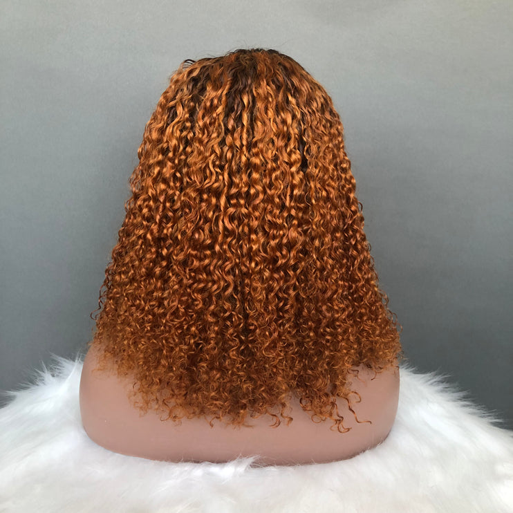 Virgin Hair 4x4 Lace Closure Wig Pixie Curl T4/30 With Full Density