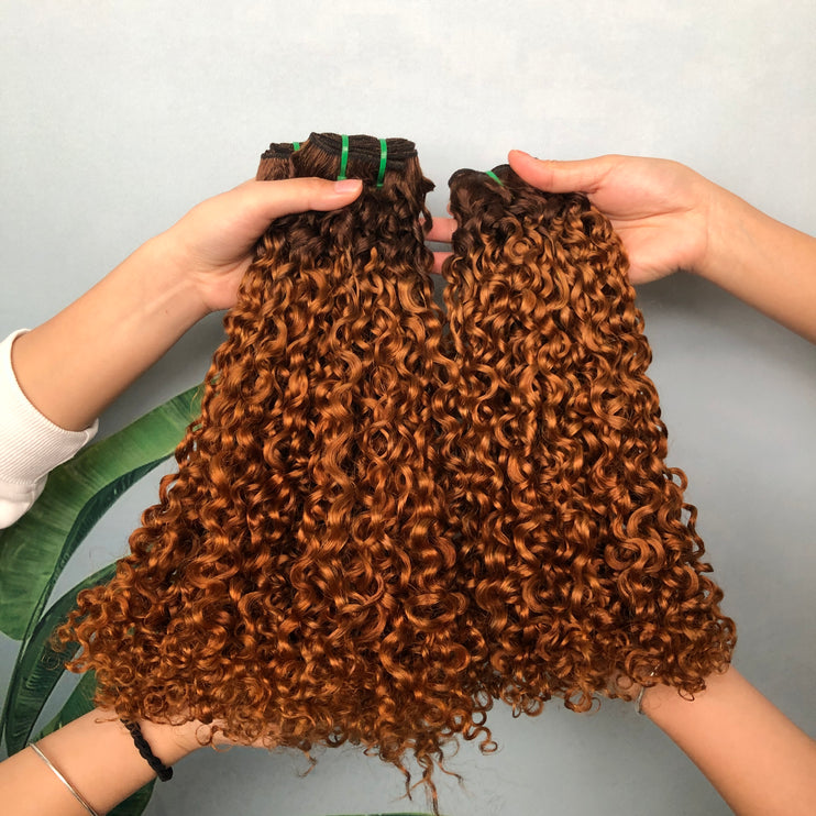 Nice Indian Hair Double Drawn Quality PixieCurl Ombre Color T4/30