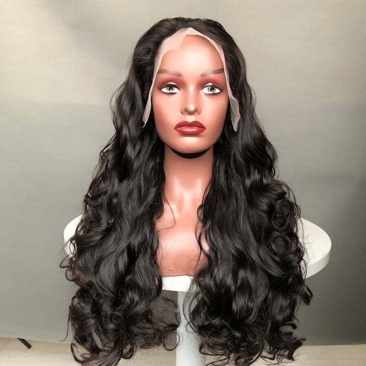 13x4 Lace Frontal Wig Super Double Drawn Hair Bouncy Wave