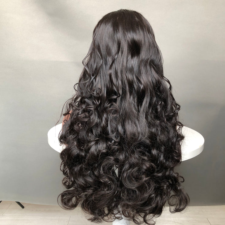 13x4 Lace Frontal Wig Super Double Drawn Hair Bouncy Wave