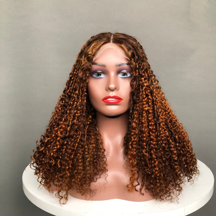 Vietnam Double Drawn 4x4 Lace Closure Wig Pixie Curl Paino Color