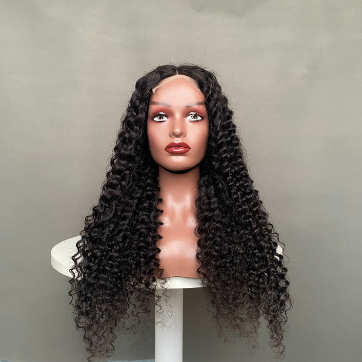 Luxurious Virgin Hair4x4 Closure Wig Deep Curl Natural Color