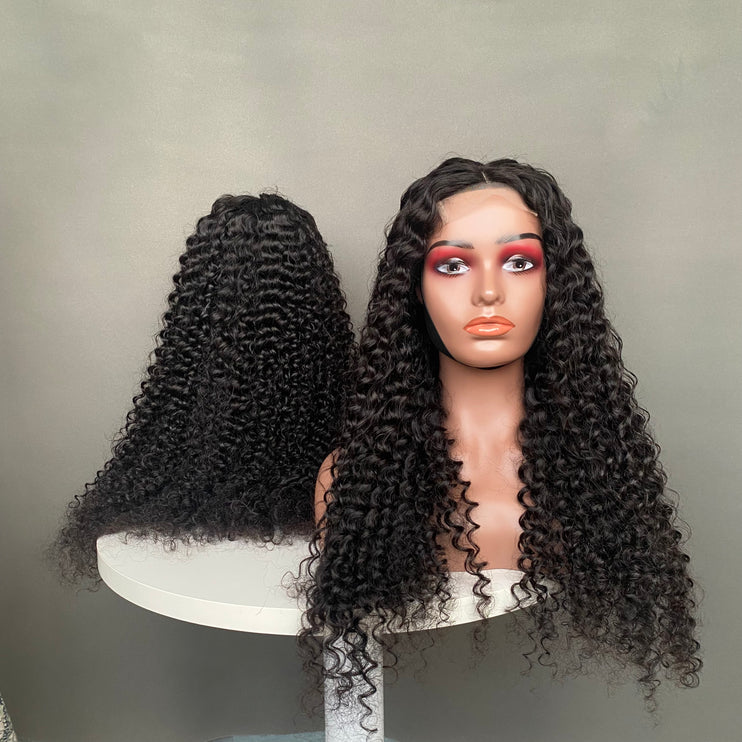 Luxurious Virgin Hair4x4 Closure Wig Deep Curl Natural Color