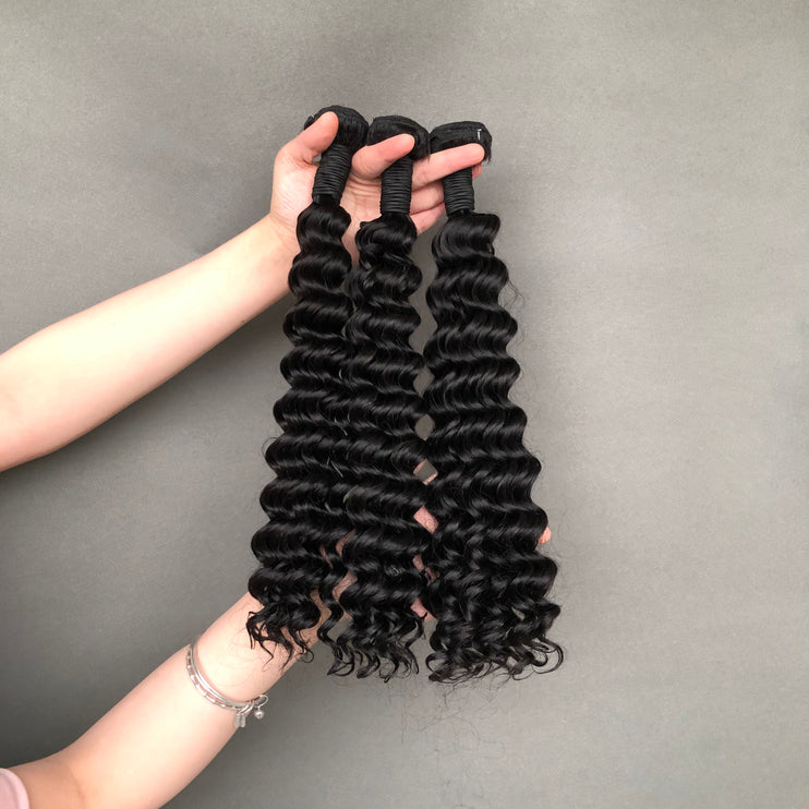 Peruvian Virgin Hair Super Double Drawn Deep Curly Hair Bundles