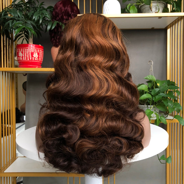 13x4 HD Lace Frontal Wig Factory Bouncy Wave Piano color