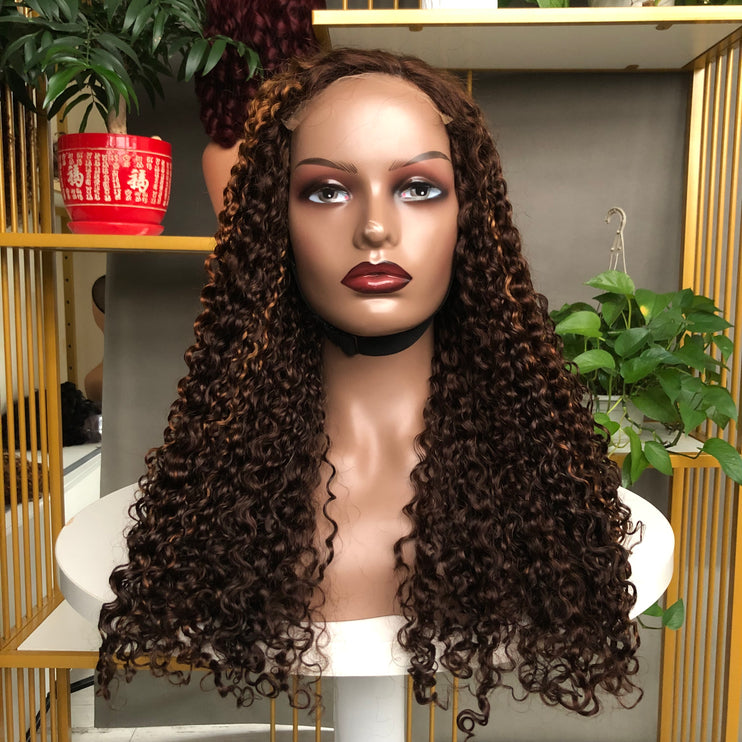 5x5 HD Lace Closure Factory Wig Pixie Curl Piano Color