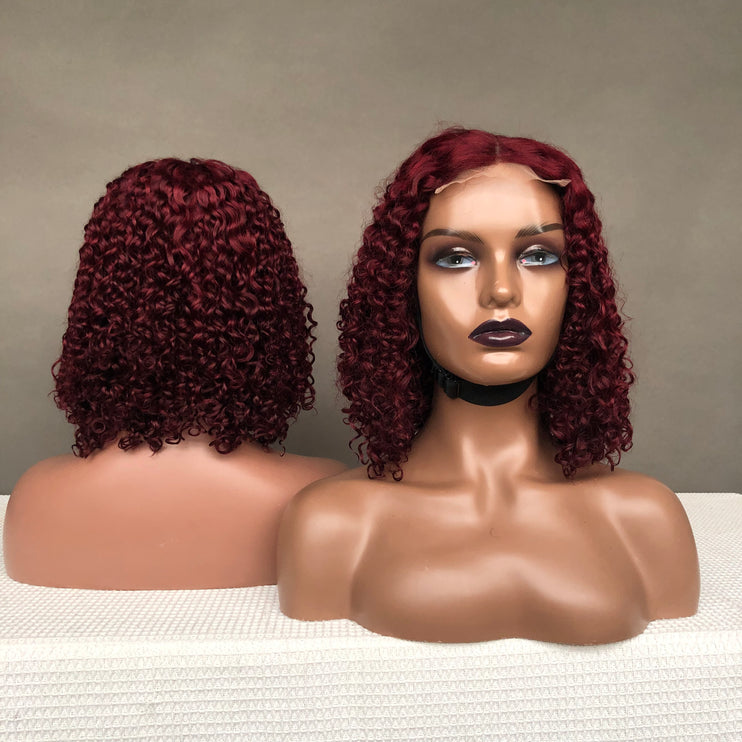 4x4 Closure Wig Amazing Curl Factory Wig Double Drawn Quality Wine Color