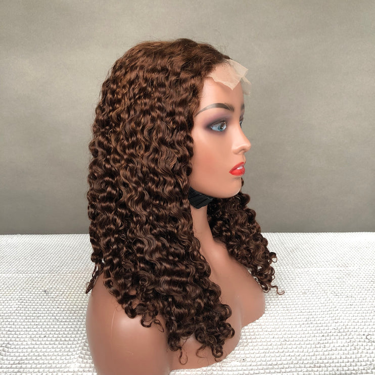 5x5 Lace Closure Wig Burmese Curl Factory Wig Brown Color