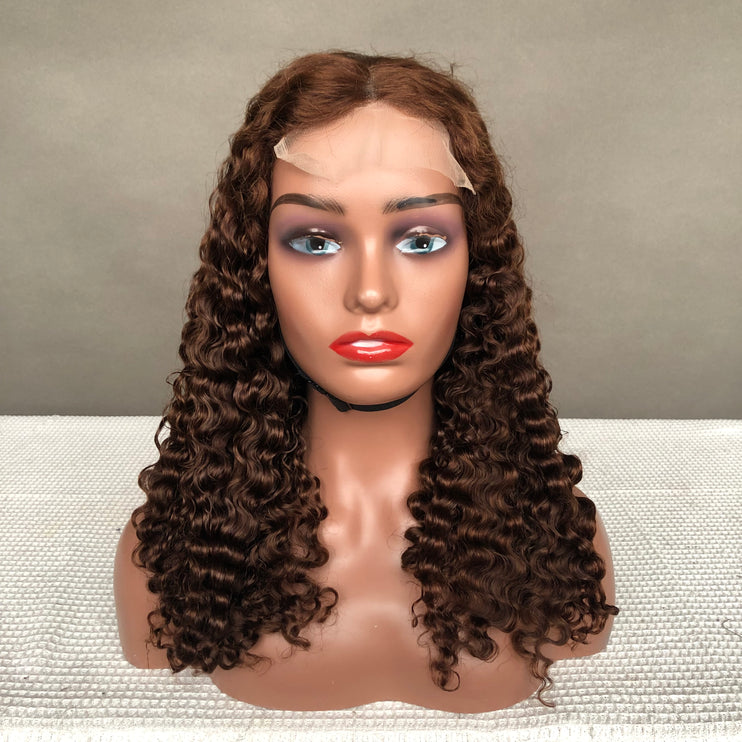 5x5 Lace Closure Wig Burmese Curl Factory Wig Brown Color