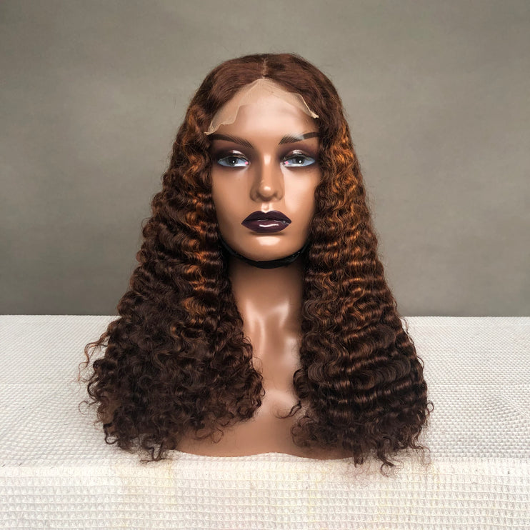 5x5 Lace Closure Factory Wig Burmese Curl Piano Color