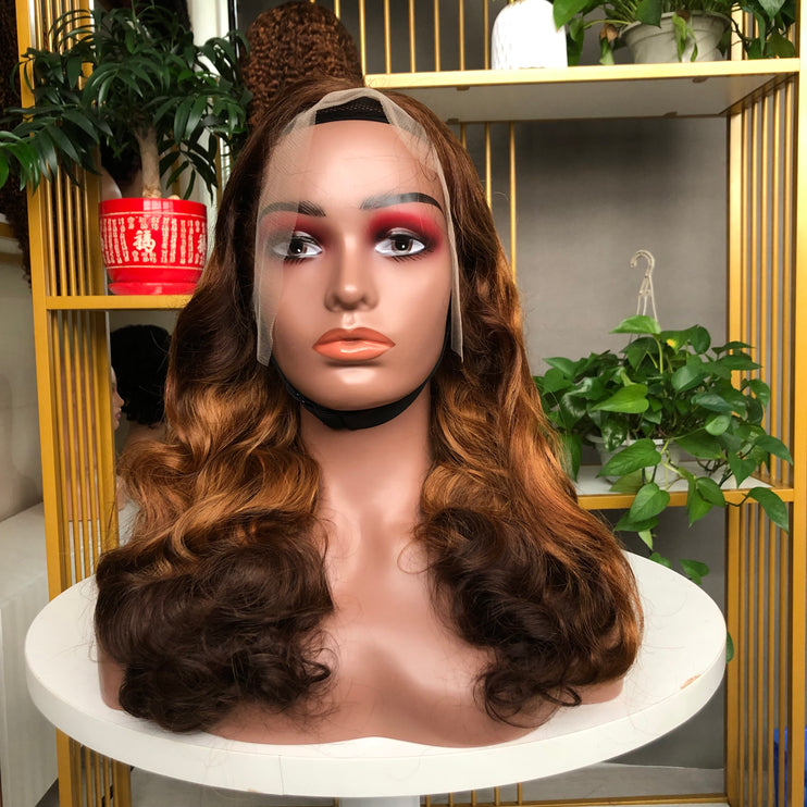 13x4 Lace Frontal Wig Factory Bouncy Wave Full Density Omber Color