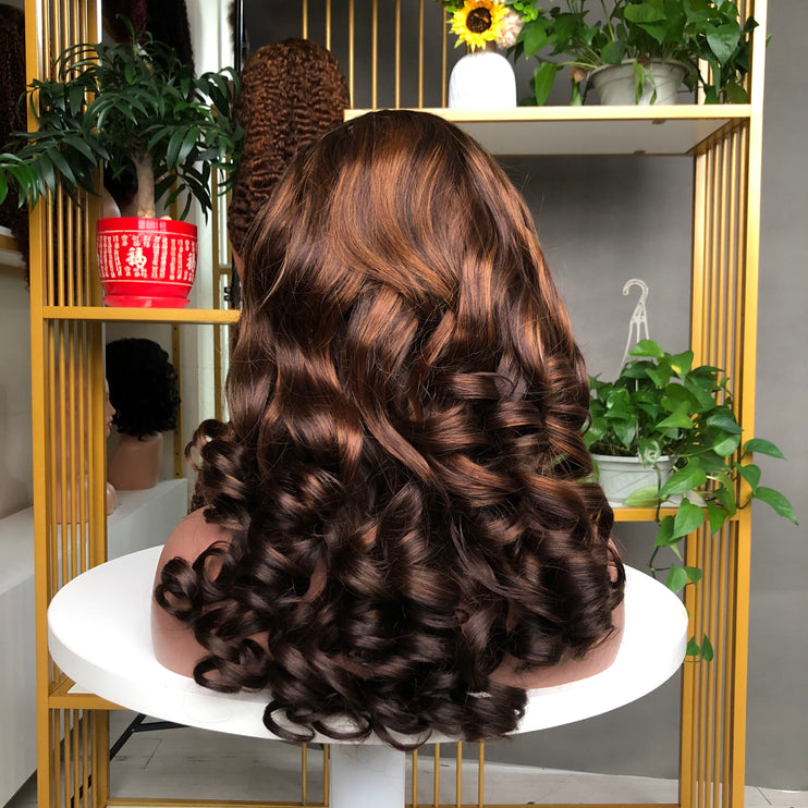 4x4 Closure Bouncy Wave Wig Nice Factory Wig Piano Color