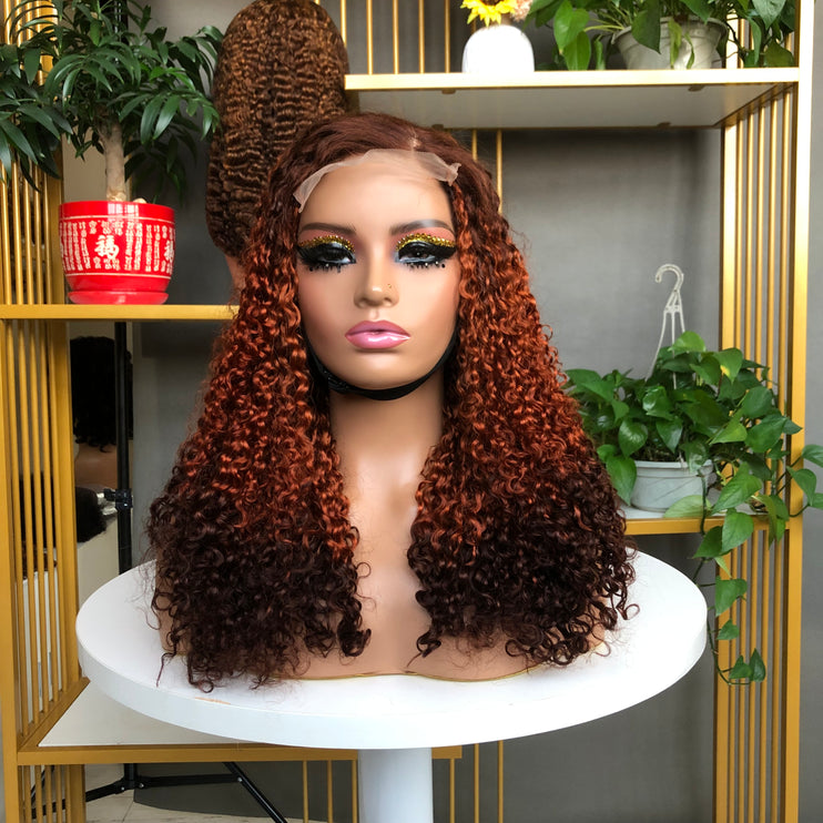 5x5  Lace Closure Wig Vietnam Pixie Curl Color T4/350/4