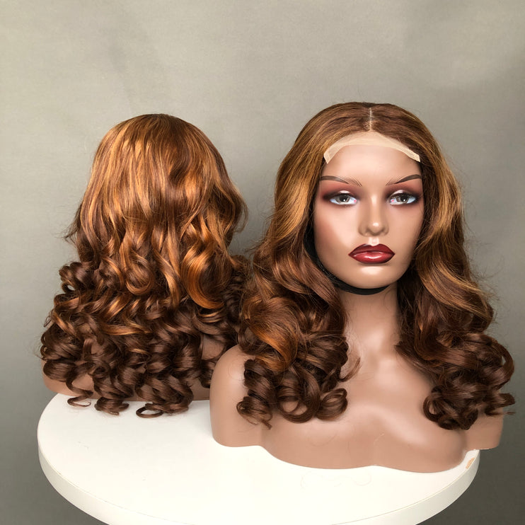 5x5 Lace Closure Wig Bouncy Wave Factory Wig Piano Color