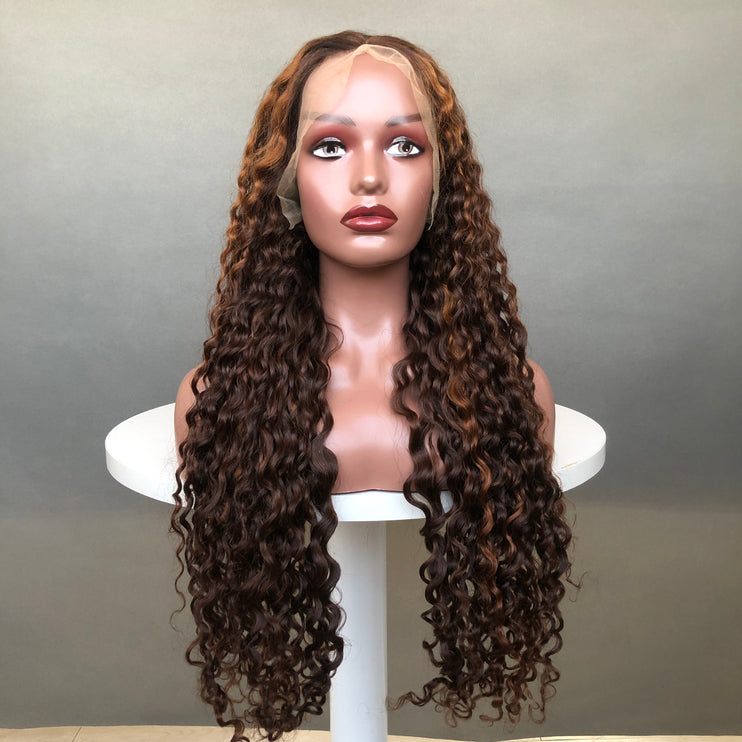 13x4 Big Lace Frontal Factory Wig Amazing Curl Piano Color