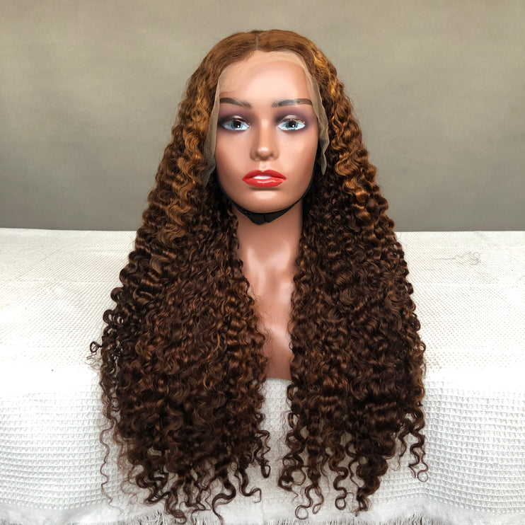 Full Density 13x4 Lace Frontal Wig Factory Burmese Curl Piano Color