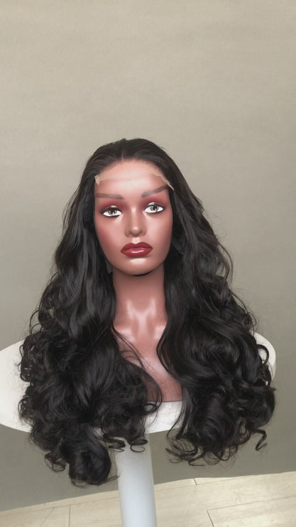 Super Double Drawn Virgin Human Hair 5x5 Lace Closure Wig Bouncy Wave