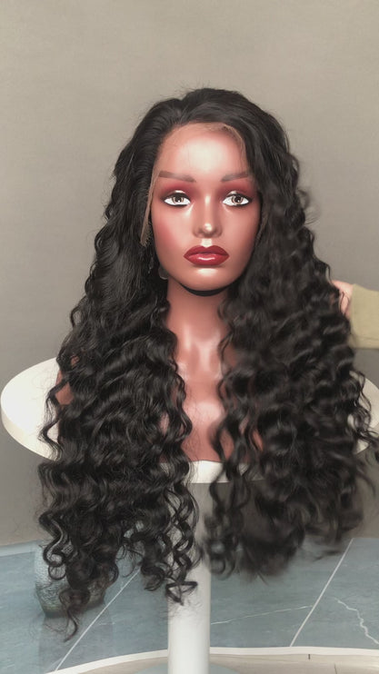 13x4 HD Lace Frontal Wig Super Double Drawn Loose Deep Wave